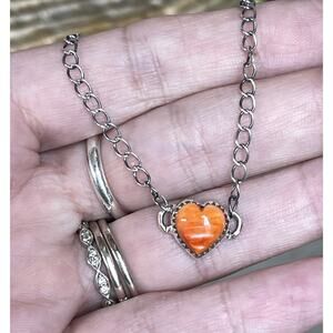 Spiny Oyster Southwestern Sterling Silver Bracelet Heart Link Native Style